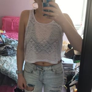 Forever 21 White Tribal Tank Top
